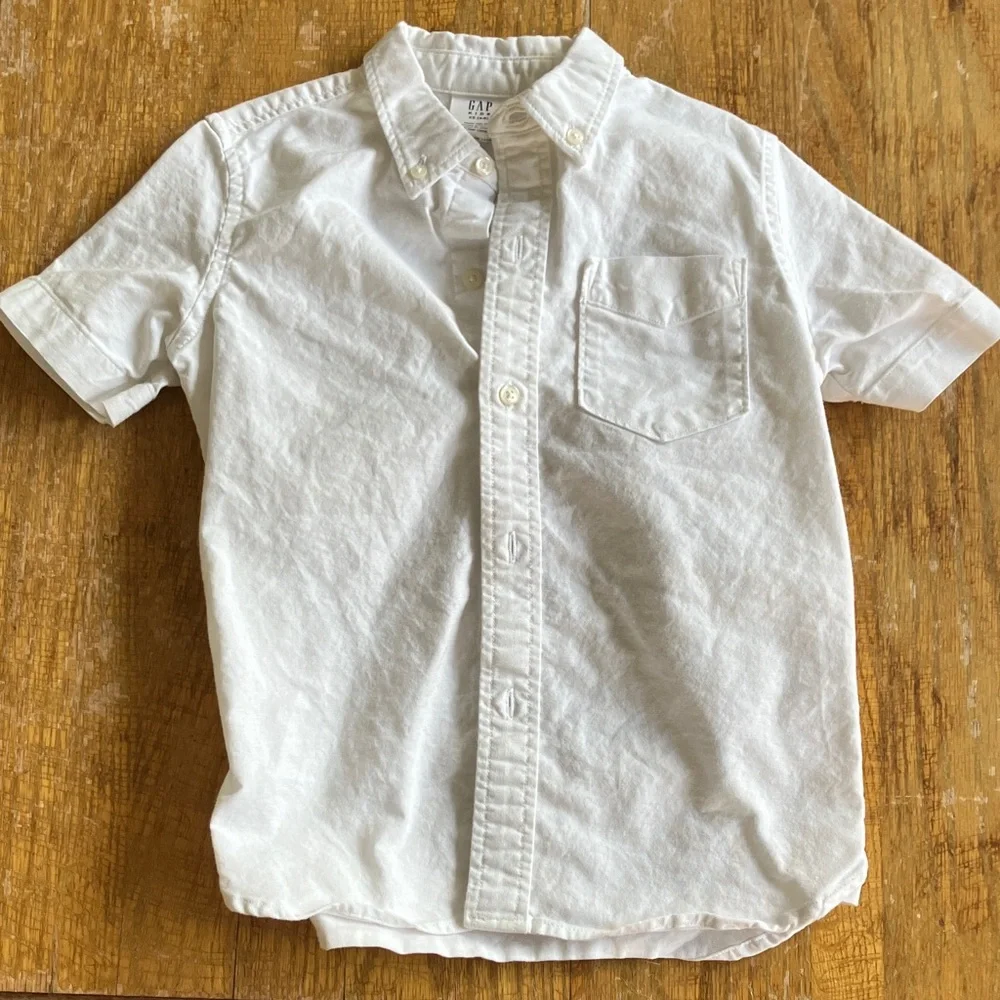 GAP Kids Light Blue & White Button Down Shirts, Pair